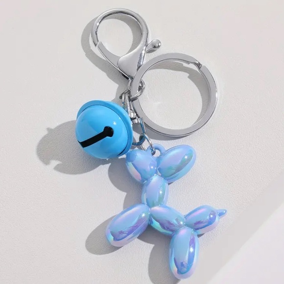 Source Unknown Accessories - BAG CHARM Blue Iridescent Cartoon Balloon Puppy With Bell Key Chain